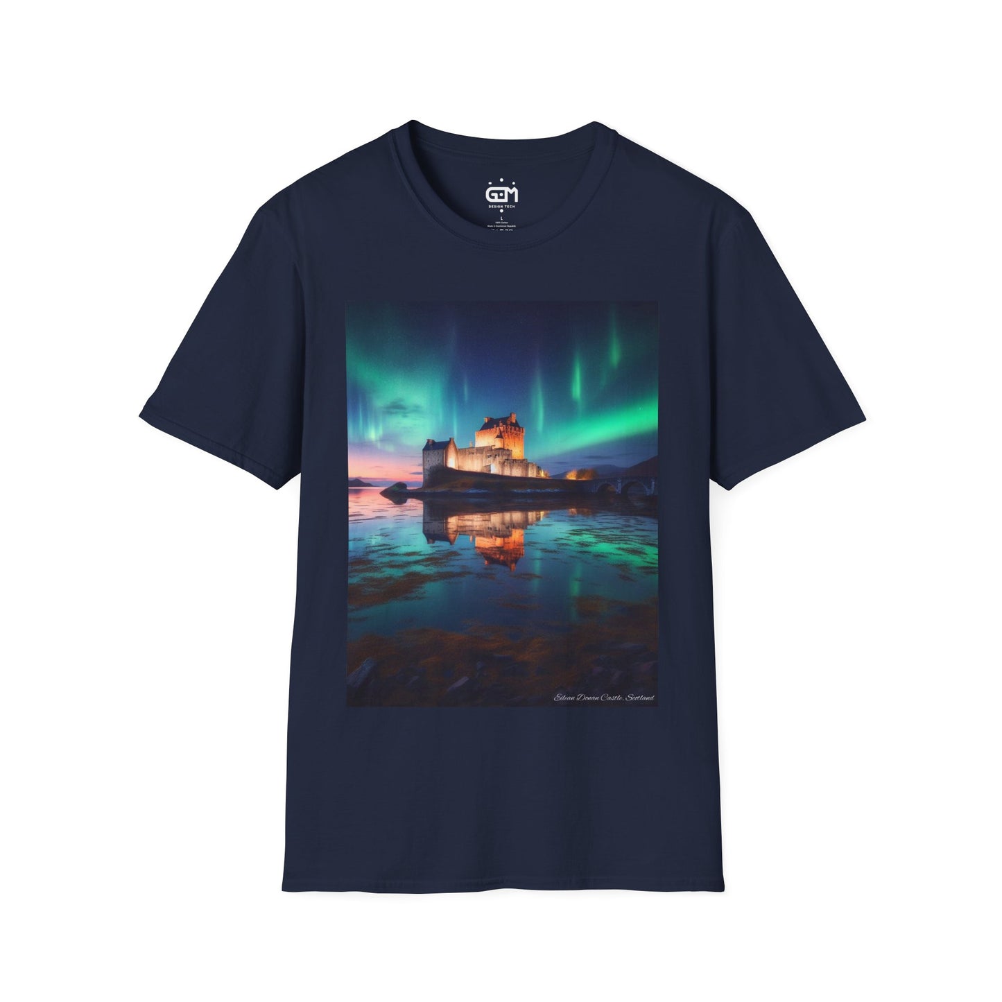 Eilean Donan Castle with Northern Lights Softstyle Unisex T-Shirt, Scotland Tee