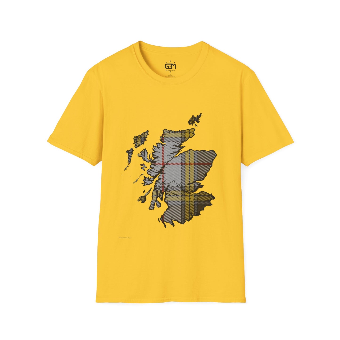 Scotland Tartan Map Softstyle Unisex T-Shirt - Buchanan Dress Tartan Tee