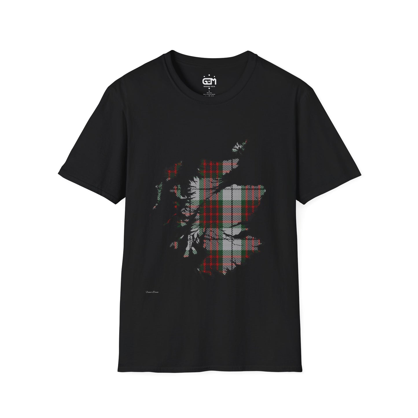 Scotland Tartan Map Softstyle Unisex T-Shirt - Fraser Dress Tartan Tee