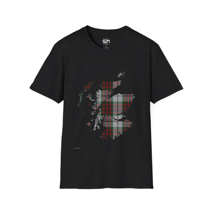 Scotland Tartan Map Softstyle Unisex T-Shirt - Fraser Dress Tartan Tee