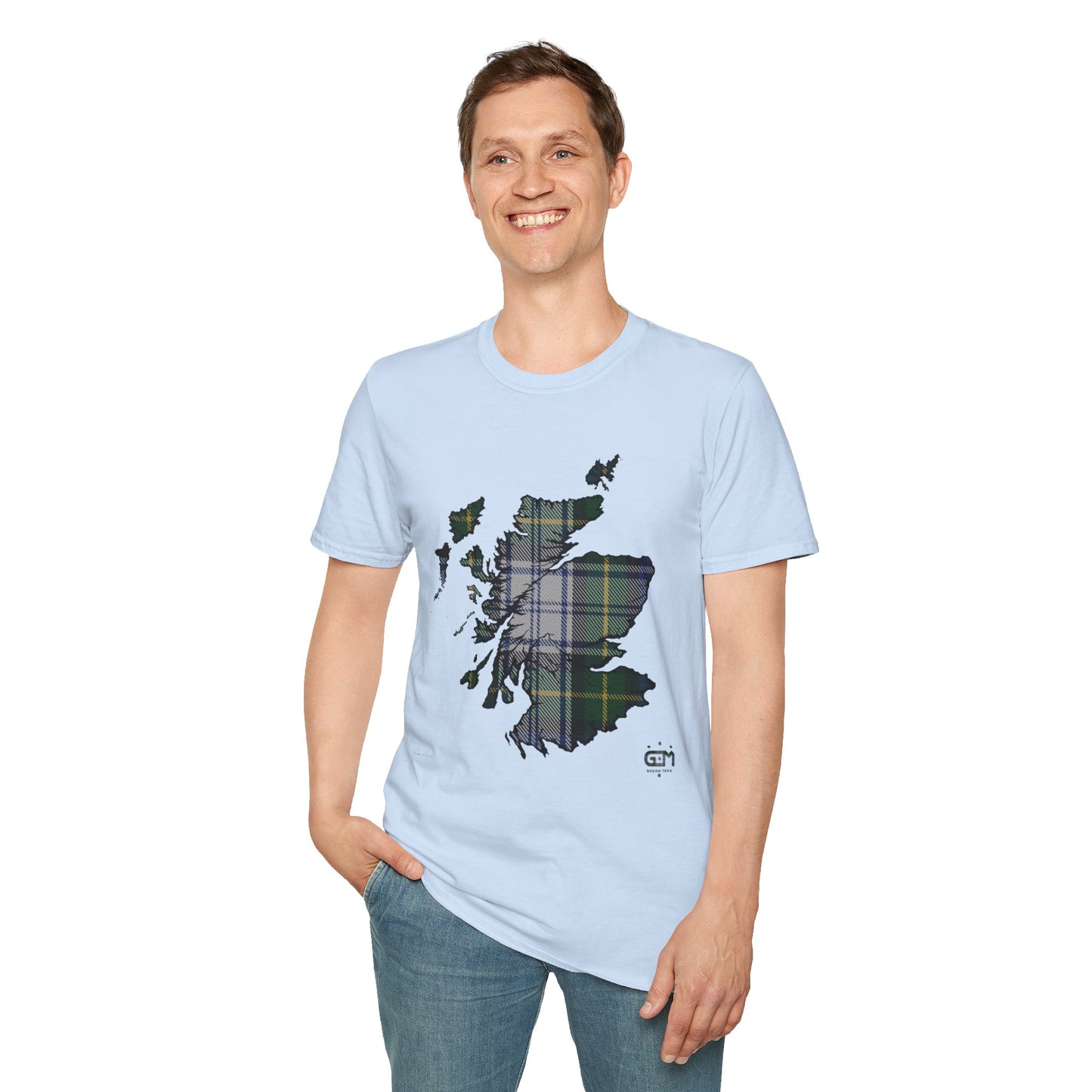 Tartan Scotland Map Softstyle Unisex T-Shirt - Gordon Dress Tartan Tee