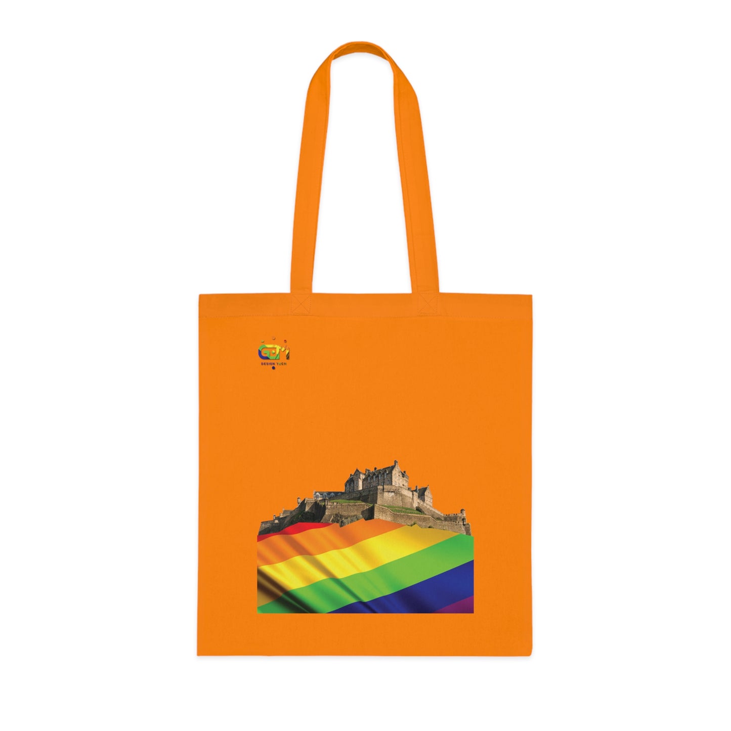 Pride Flag Rock Edinburgh Castle Cotton Tote Bag