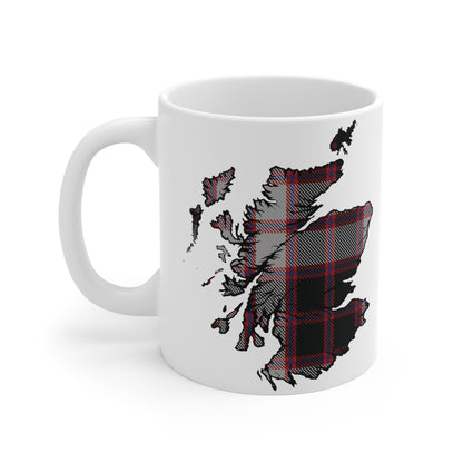 Scotland Tartan Map Mug - MacPherson Tartan, Various Sizes