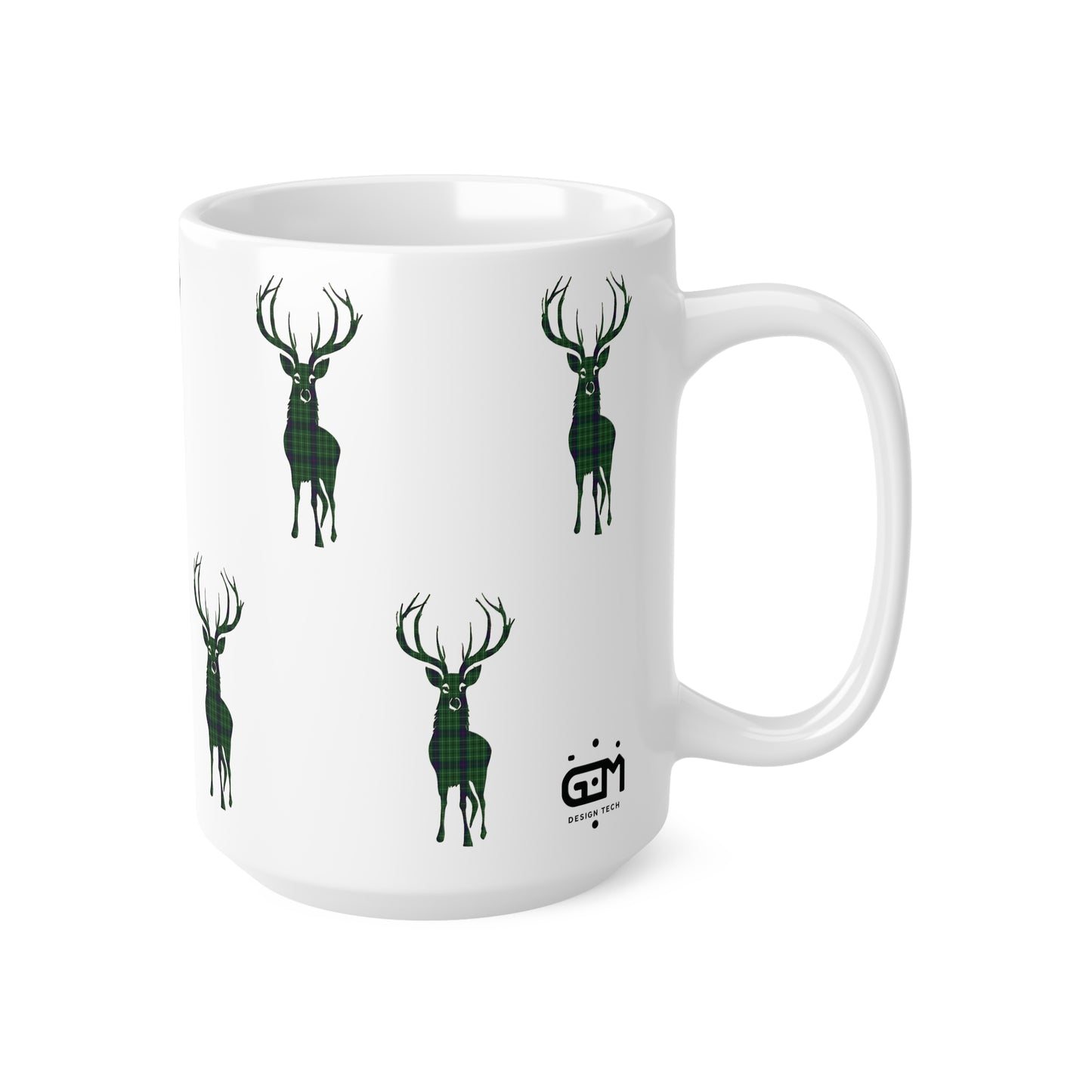 Tartan Stag Mug - Duncan Tartan, Coffee Cup, Tea Cup, Scotland, White