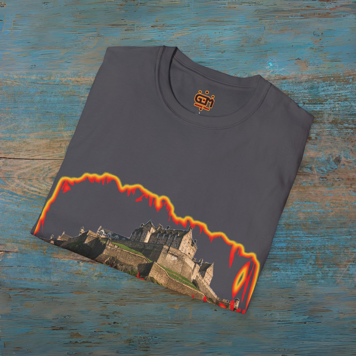 Edinburgh Castle Photo Fire Effect Unisex T-Shirt