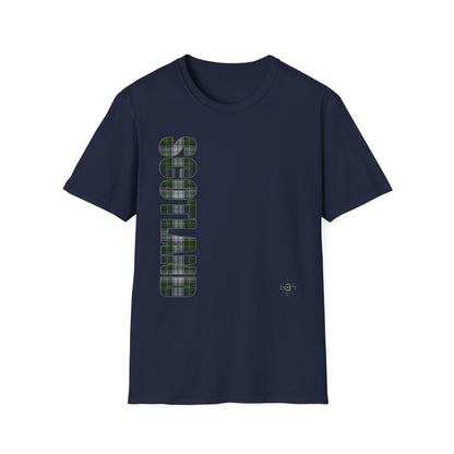 Tartan Scotland Lettering Softstyle Unisex T-Shirt, Gordon Dress Tartan Tee