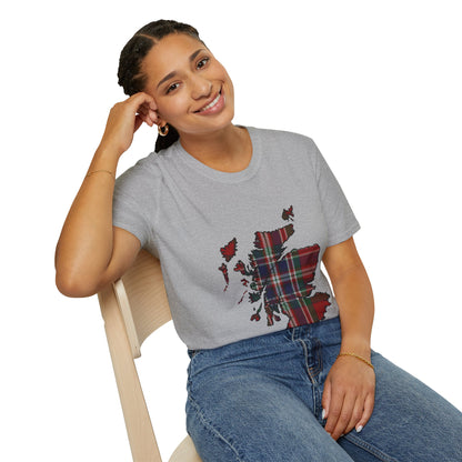 Scotland Tartan Map Softstyle Unisex T-Shirt - MacFarlane Tartan Tee