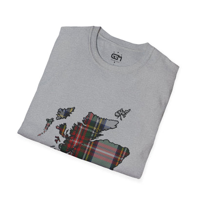 Scotland Tartan Map Softstyle Unisex T-Shirt - Stewart Dress Tartan Tee