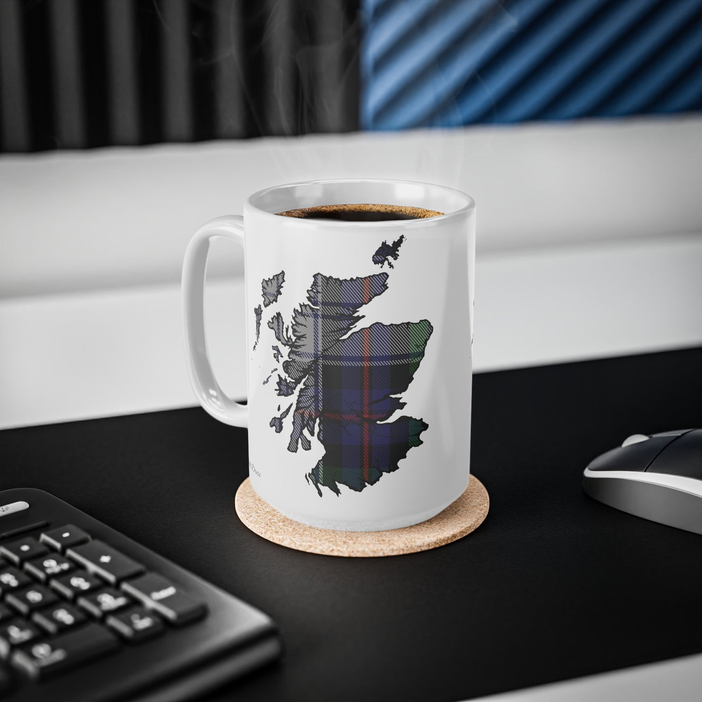 Argyle Dress Tartan Scotland Map Mug, Coffee Cup, Tea Cup, Scotland, White