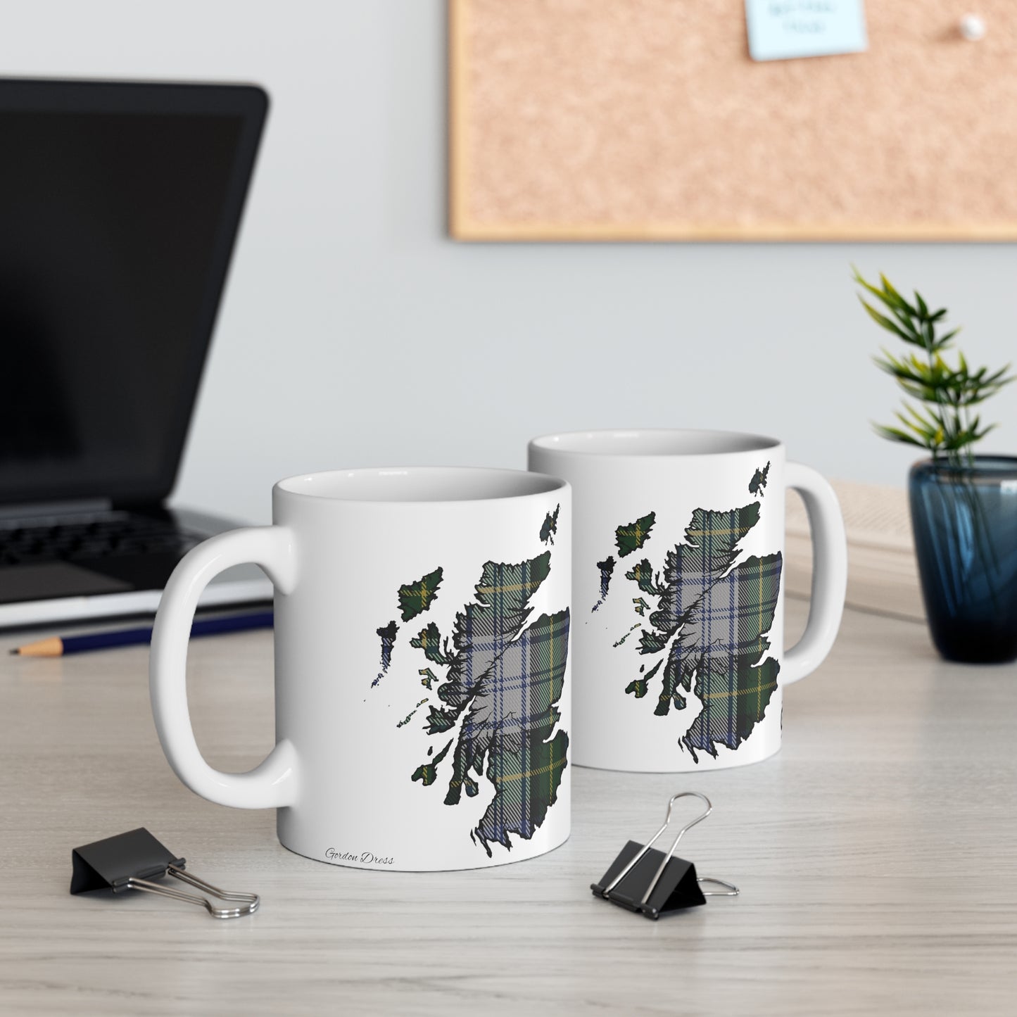 Scotland Map Mug 11oz, Gordon Dress Tartan