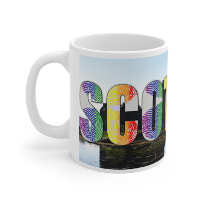 Scotland Lettering Pride Fingerprint Photo Mug, White