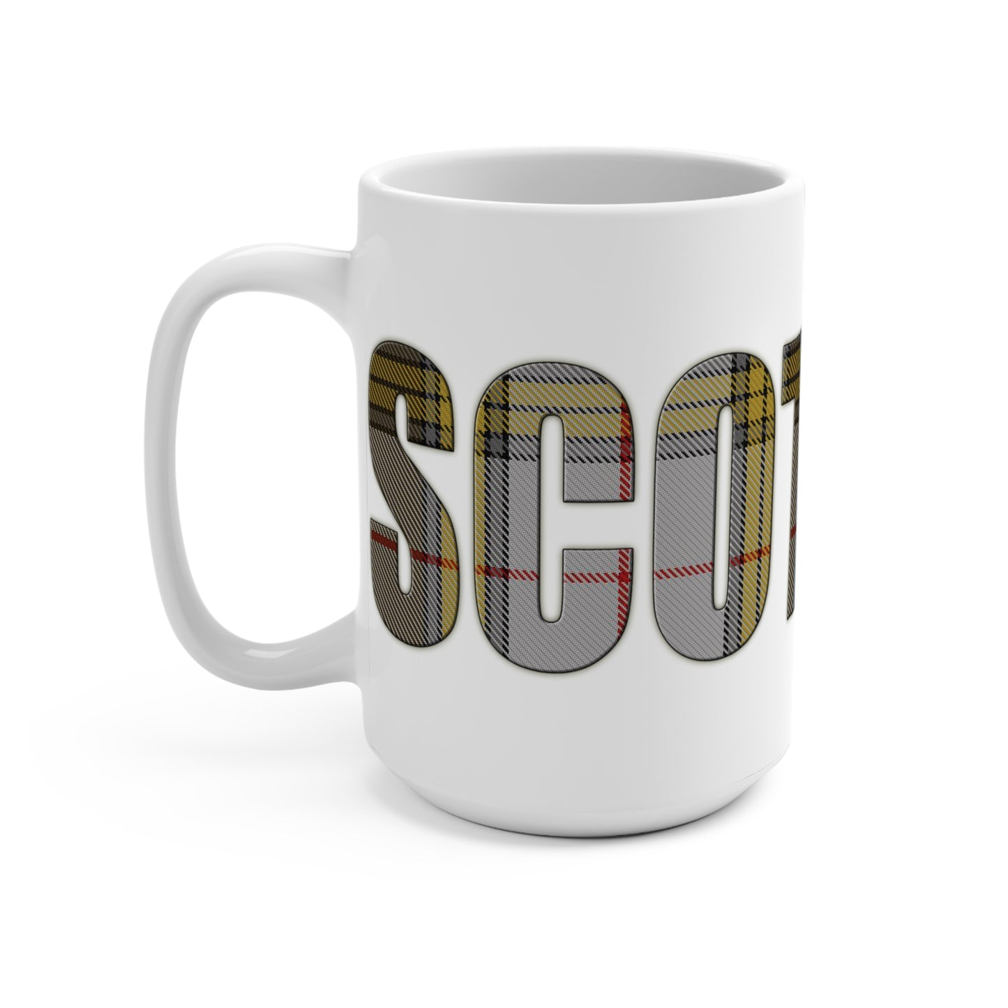 Scotland Lettering Tartan Mug 15oz, Buchanan Tartan