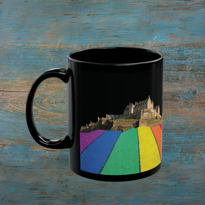 Pride Road Rock Edinburgh Castle Photo Mug, Black