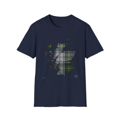 Tartan Scotland Map Softstyle Unisex T-Shirt - Gordon Dress Tartan Tee