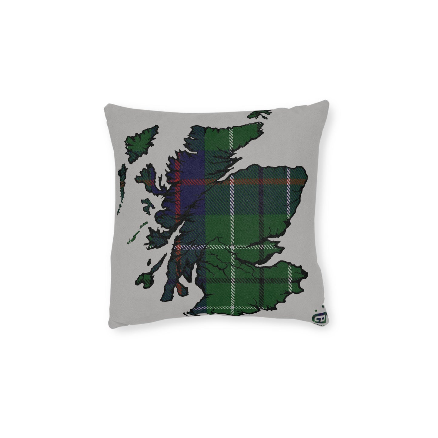 Reversible Square Cushion : Stag / Scotland Map - Duncan Tartan, Various Sizes