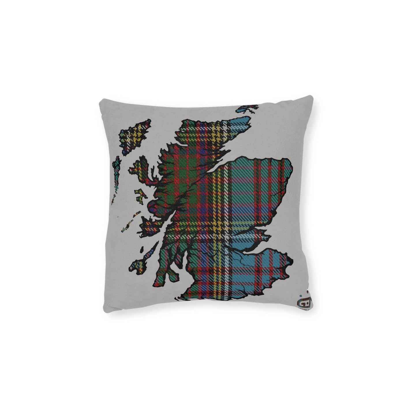 Reversible Square Cushion : Stag / Scotland Map - Anderson Tartan, Various Sizes