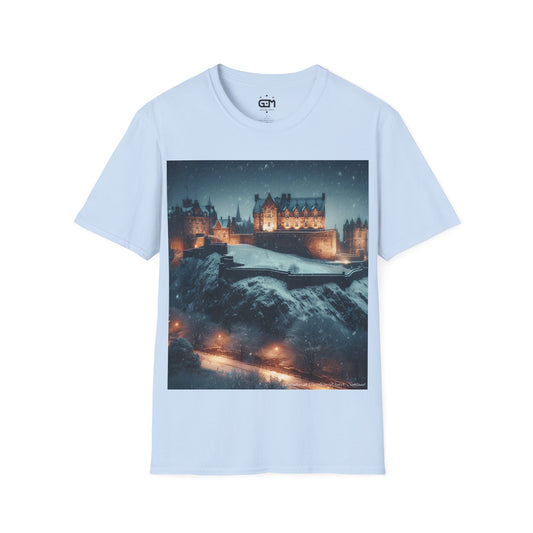 Edinburgh Castle in Winter Softstyle T-Shirt, Unisex Tee, Scotland Shirt, Scottish Landmark, Nature, Scenery, Various Colours