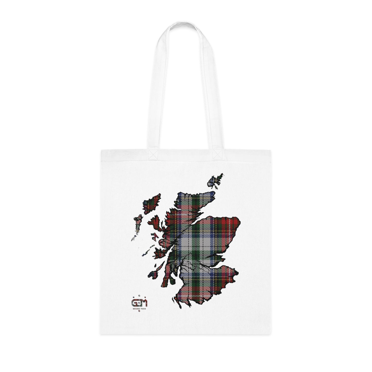 Reversible Scotland Tartan Map Cotton Tote Bag - Stewart Tartan