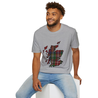 Scotland Tartan Map Softstyle Unisex T-Shirt - Stewart Royal Tartan Tee