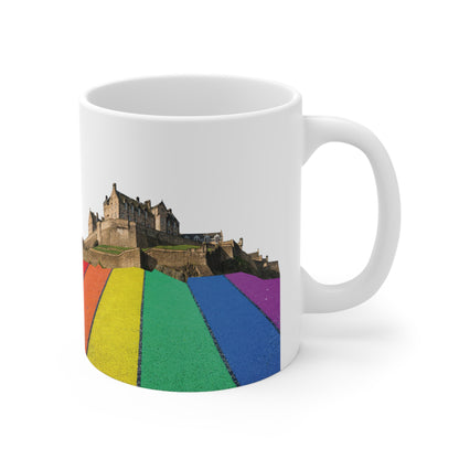 Pride Road Rock Edinburgh Castle Photo Mug, White