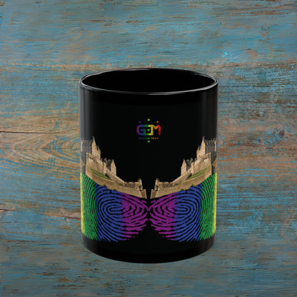 Pride Fingerprint Rock Edinburgh Castle Photo Mug, Black