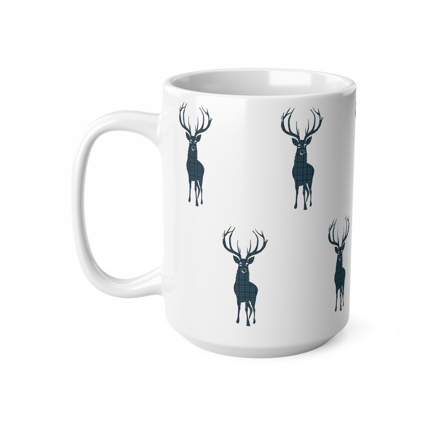 Tartan Stag Mug - Keith Tartan, Coffee Cup, Tea Cup, Scotland, White