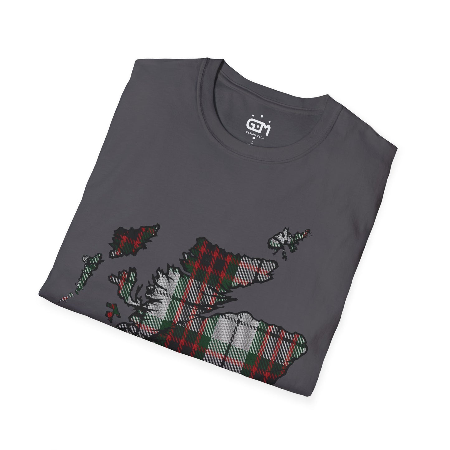 Scotland Tartan Map Softstyle Unisex T-Shirt, Fraser Dress Tartan, Various Colours