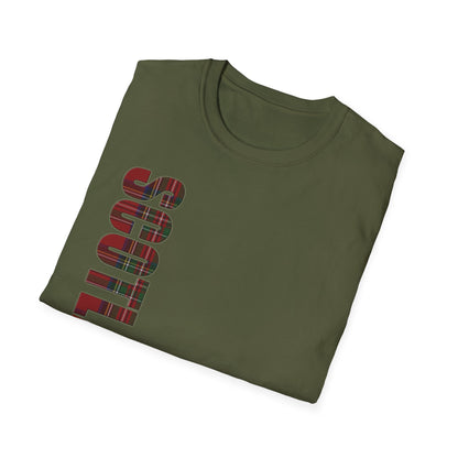 Tartan Scotland Lettering Softstyle Unisex T-Shirt, Stewart Royal Tartan Tee