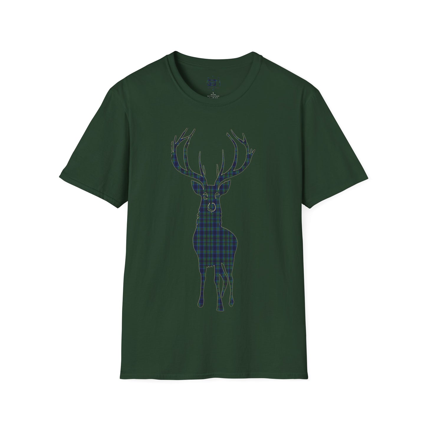 Tartan Stag Softstyle T-Shirt - Miller Tartan, Unisex Tee, Scottish Scenery, Various Colours