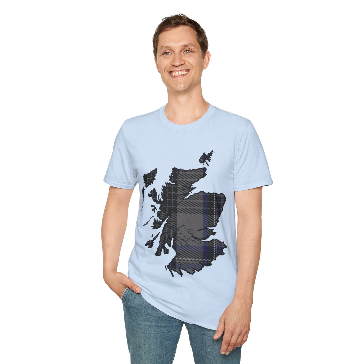 Scotland Tartan Map Softstyle Unisex T-Shirt, Hood Tartan, Various Colours