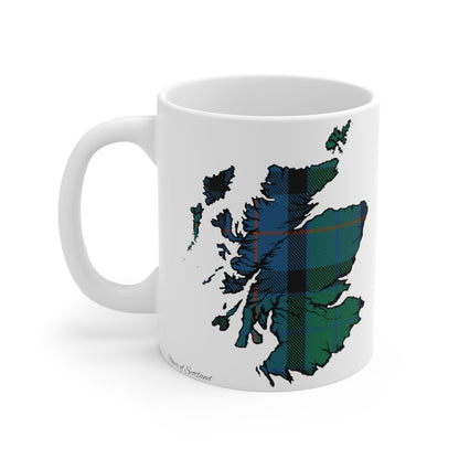 Scotland Map Mug 11oz, Flower of Scotland Tartan