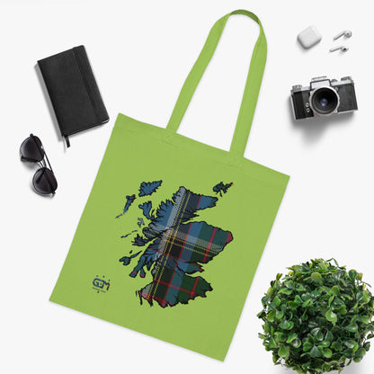 Reversible Scotland Tartan Map Cotton Tote Bag - Anderson Old Tartan