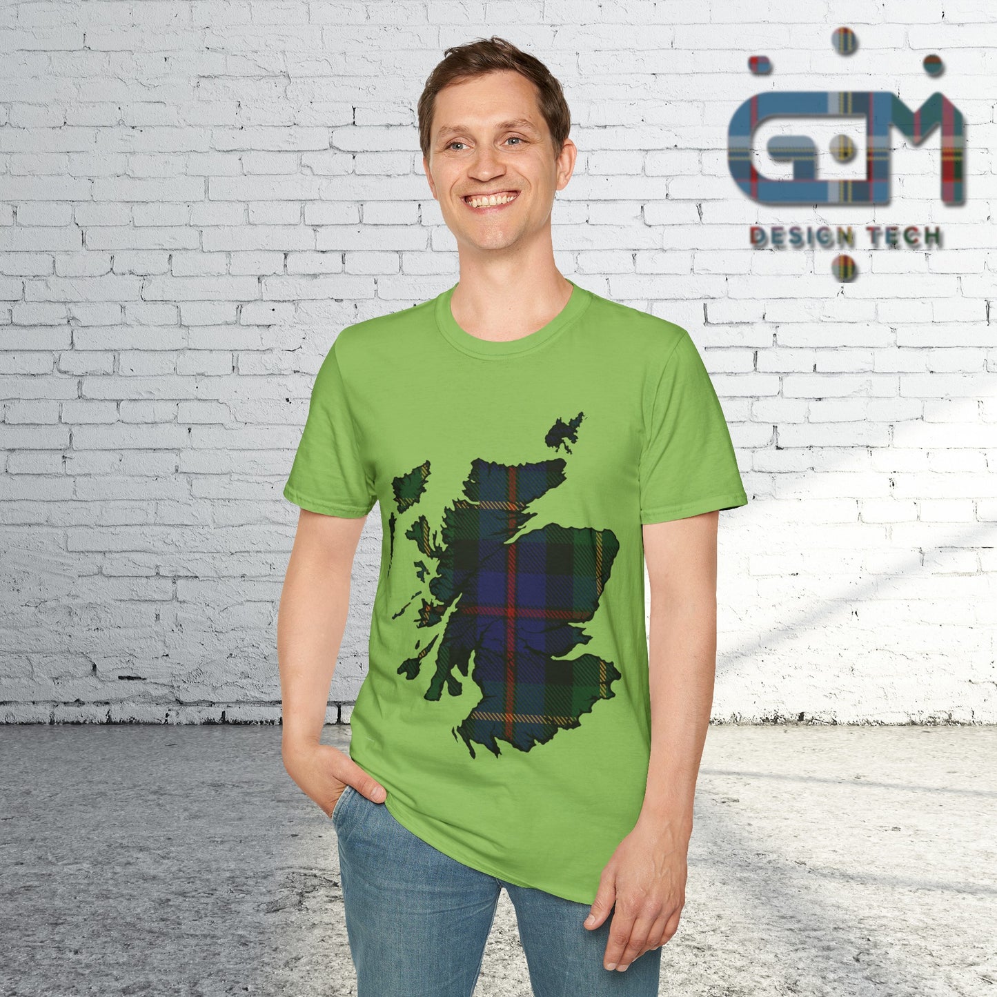 Scotland Tartan Map Softstyle Unisex T-Shirt, Farquharson Tartan, Various Colours