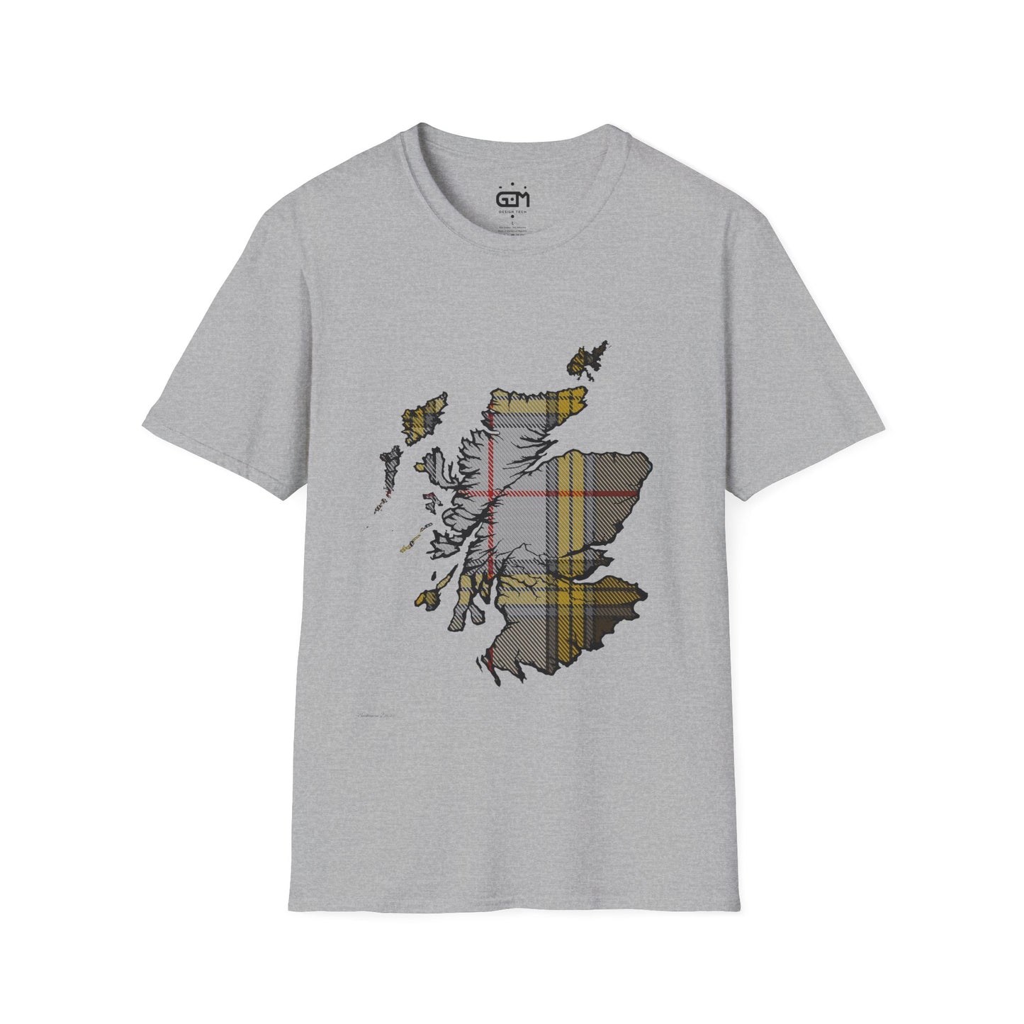 Scotland Tartan Map Softstyle Unisex T-Shirt - Buchanan Dress Tartan Tee