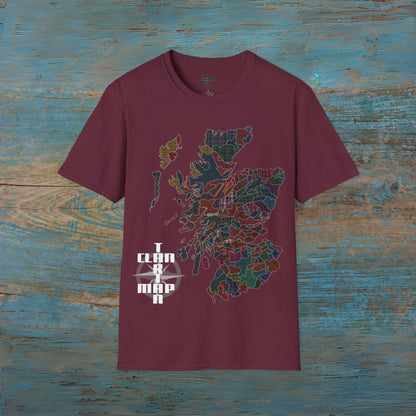 Scotland Tartan Clan Map Softstyle T-Shirt, Unisex Tee, Scotland Shirt, Various Colours