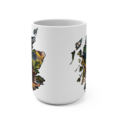 Scotland Map Mug 15oz, Edinburgh Castle with Ross Fountain