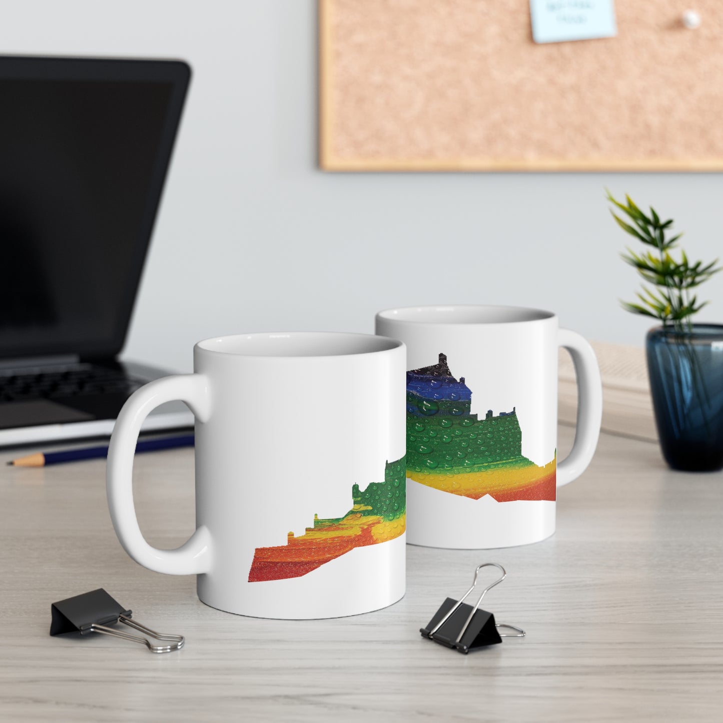 Edinburgh Castle Pride Rain Art Mug, White