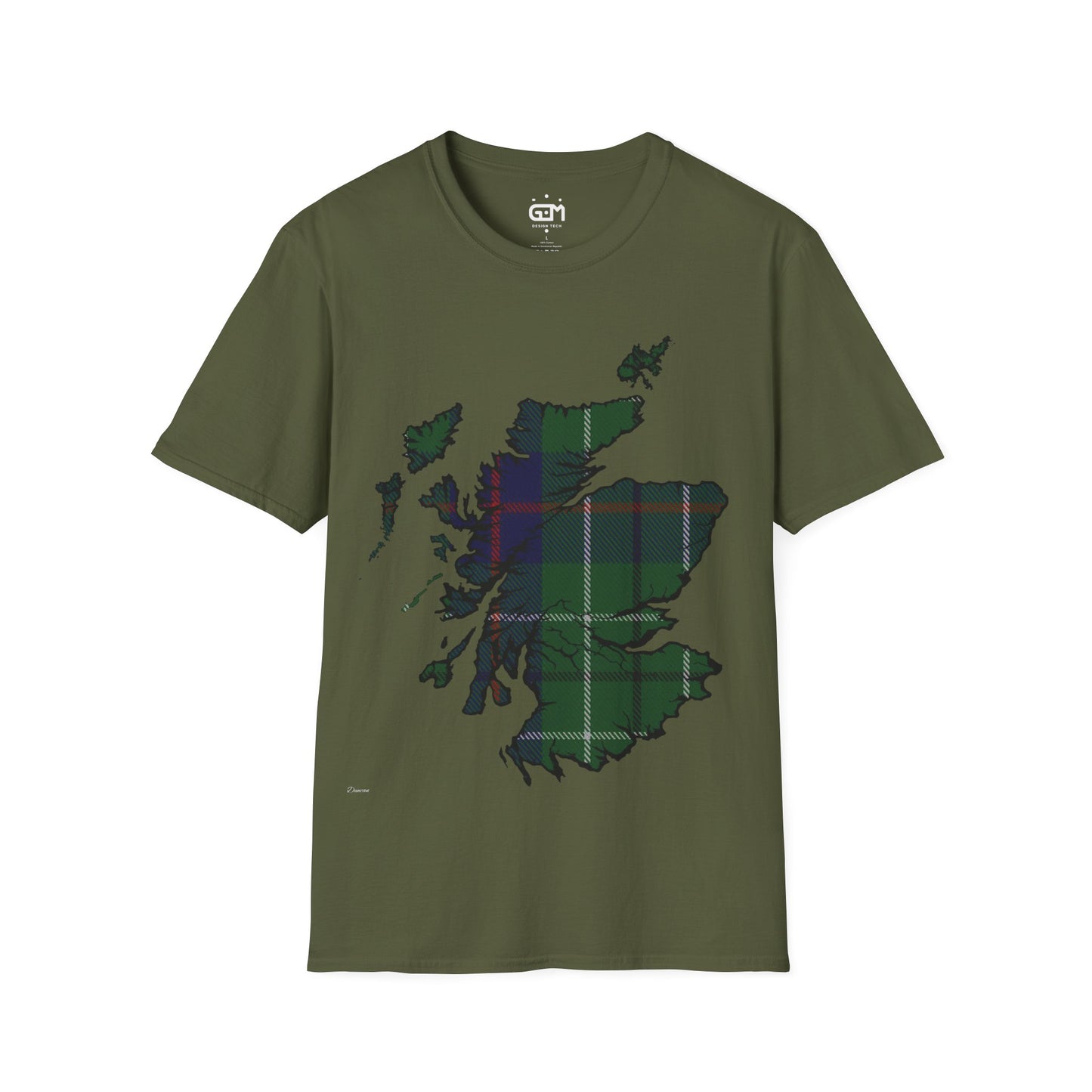 Scotland Tartan Map Softstyle Unisex T-Shirt, Duncan Tartan, Various Colours