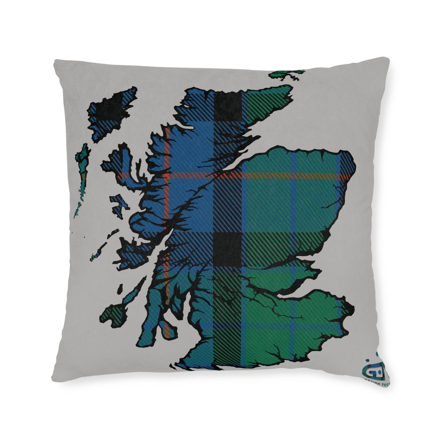 Reversible Square Cushion : Stag / Scotland Map - Flower of Scotland Tartan, Various Sizes