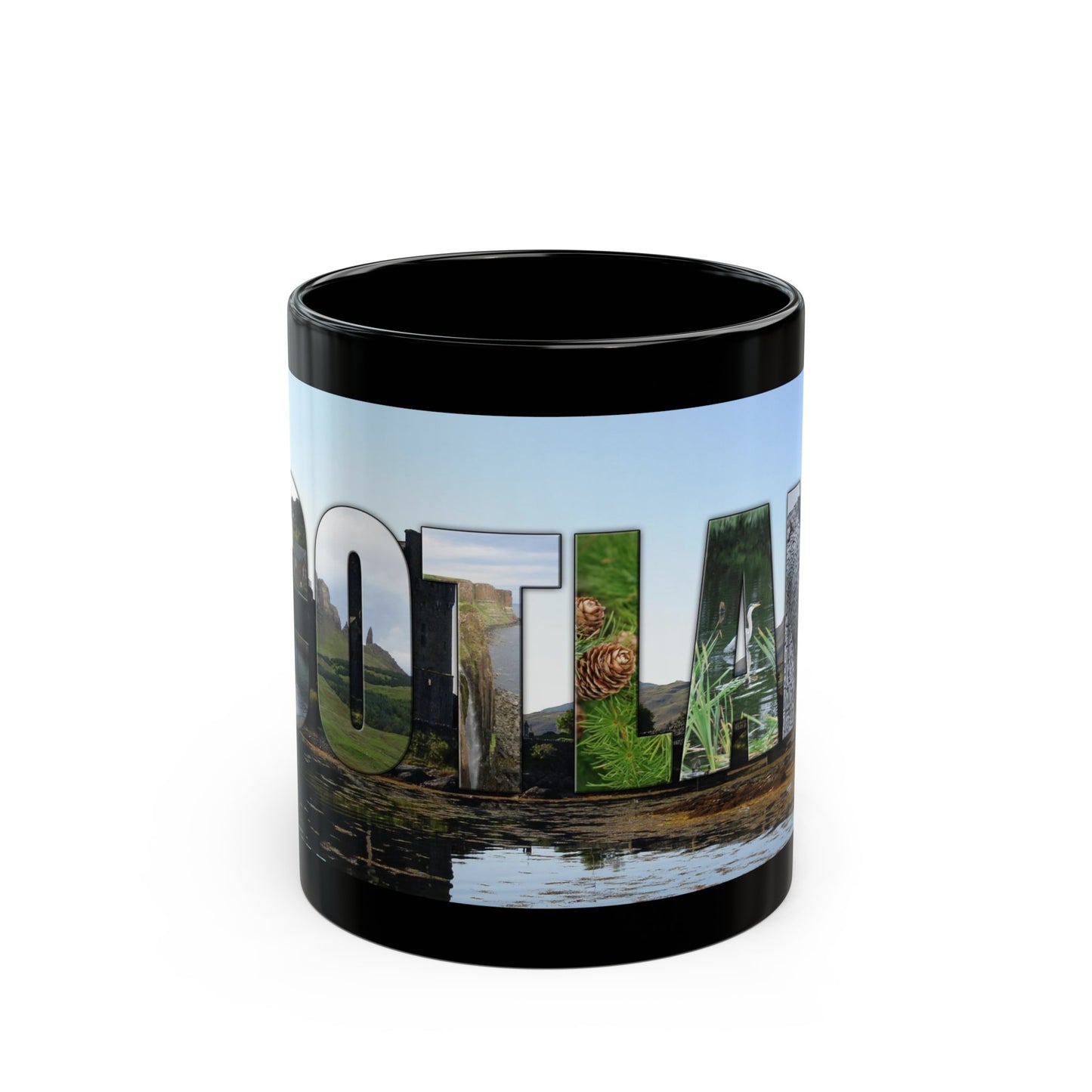 Eilean Donan Castle Scotland Mug, Coffee Cup, Tea Cup, Scottish Art, Scottish Landmarks, Scottish Nature, Black