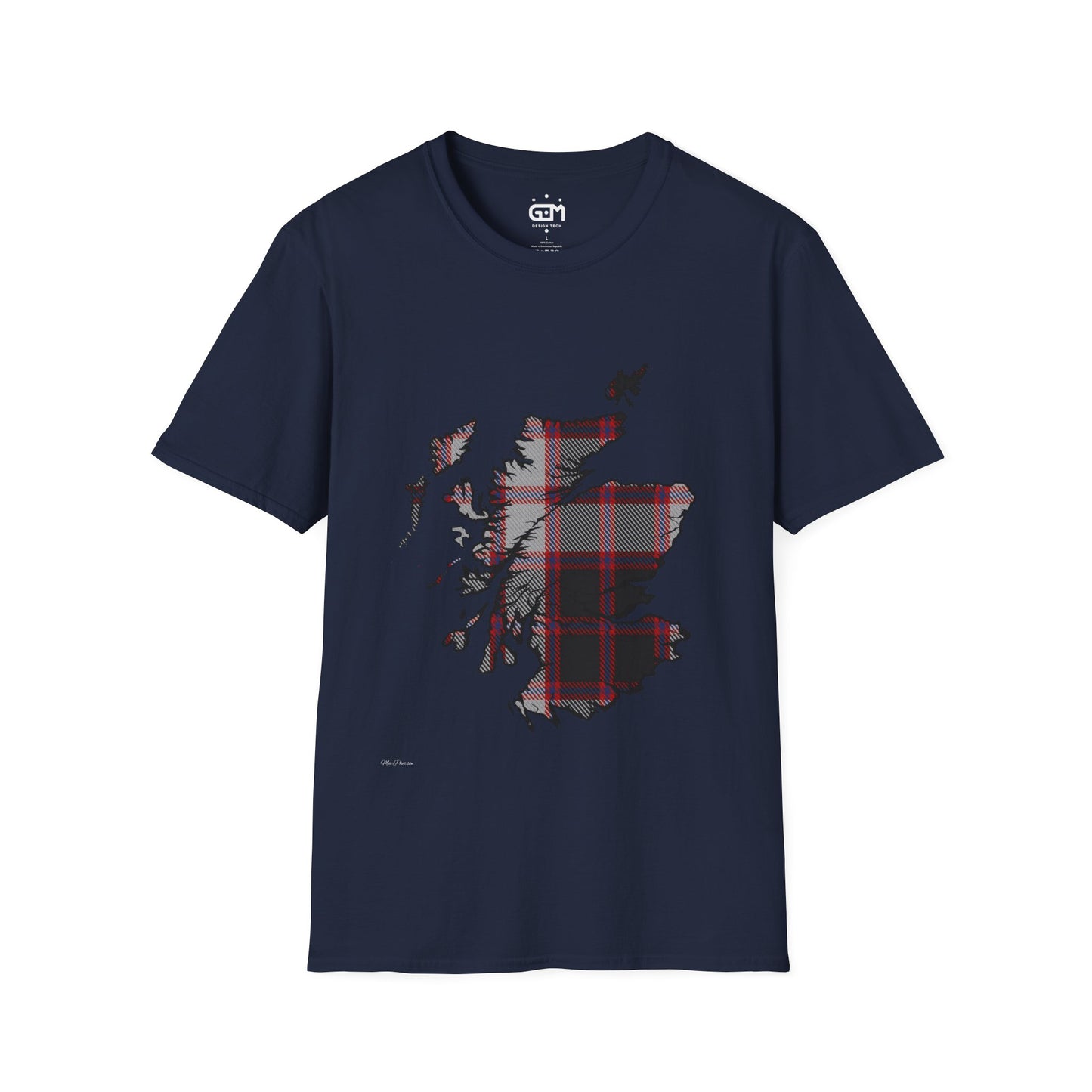 Scotland Tartan Map Softstyle Unisex T-Shirt - MacPherson Tartan Tee