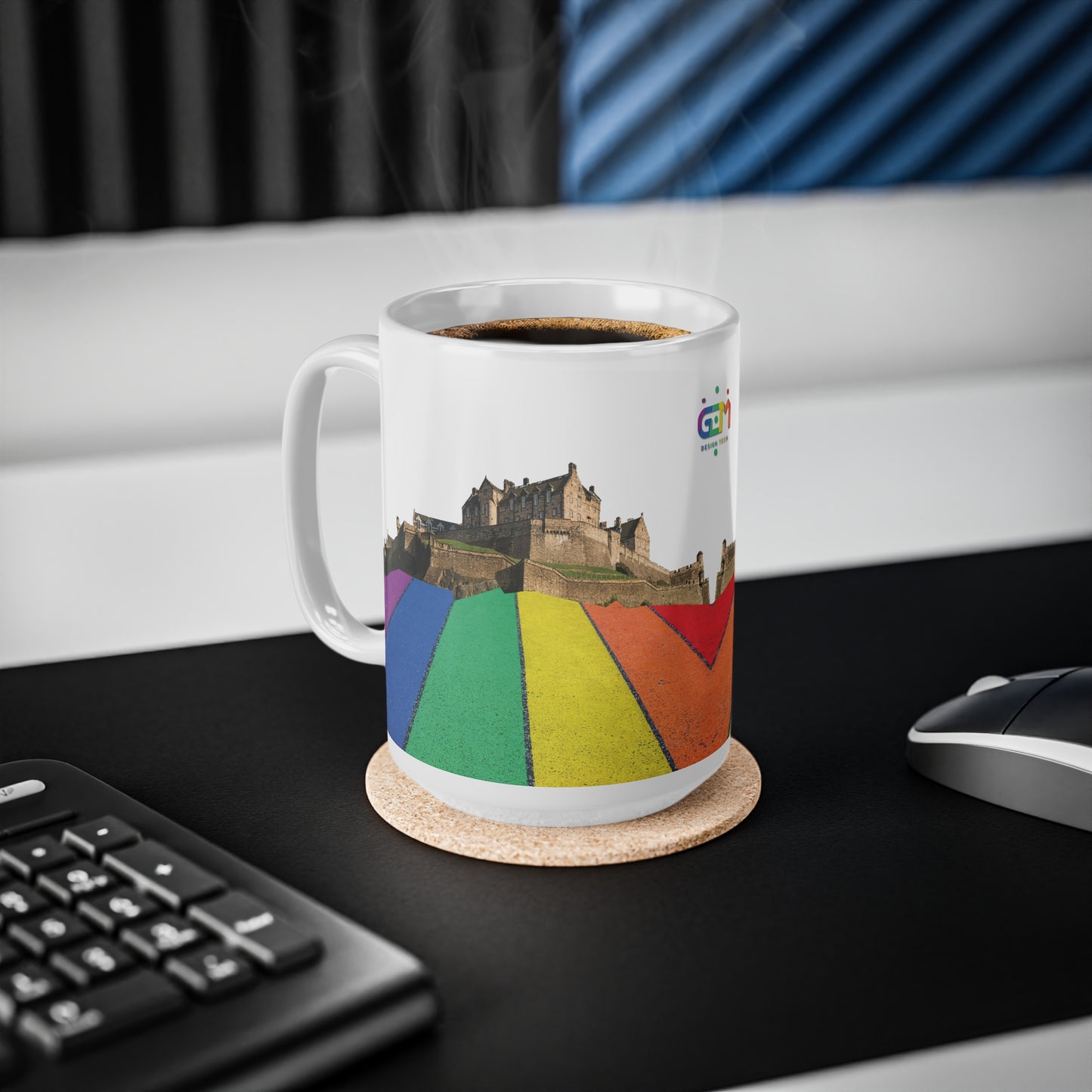 Pride Road Rock Edinburgh Castle Photo Mug, White