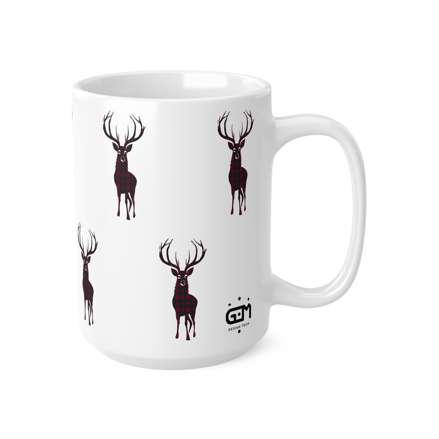 Tartan Stag Mug - Lindsay Tartan, Coffee Cup, Tea Cup, Scotland, White