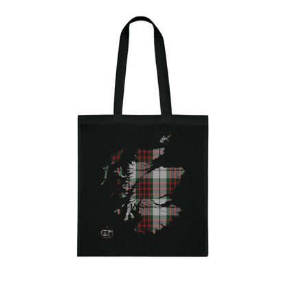 Reversible Scotland Tartan Map Cotton Tote Bag - Fraser Tartan