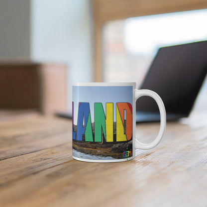 Scotland Lettering Pride Road Photo Mug, White