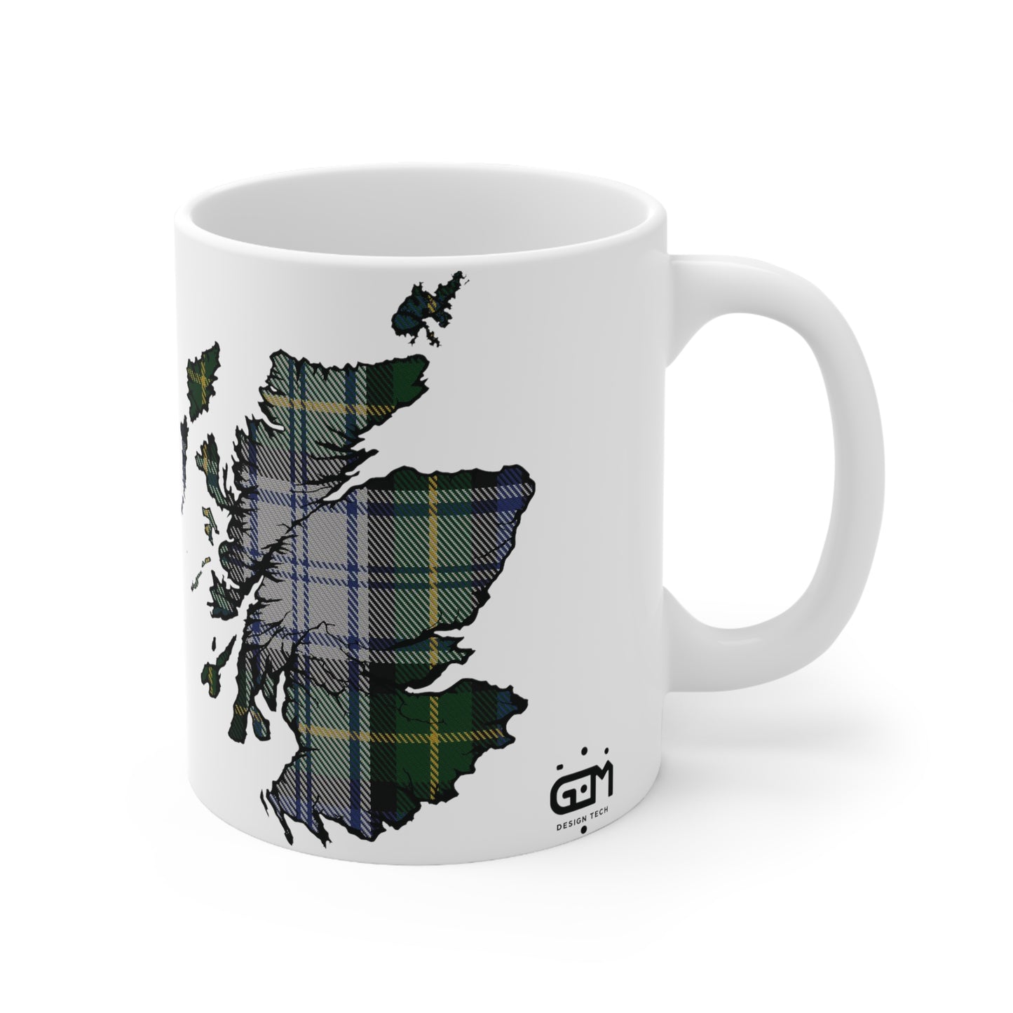 Gordon Dress Tartan Scotland Map Mug, Coffee Cup, Tea Cup, Scotland, White