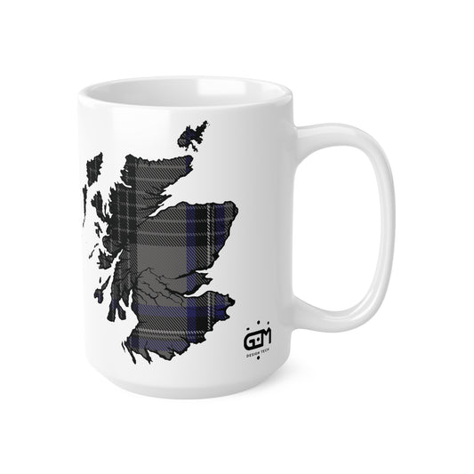 Hood Tartan Scotland Map Mug, Coffee Cup, Tea Cup, Scotland, White