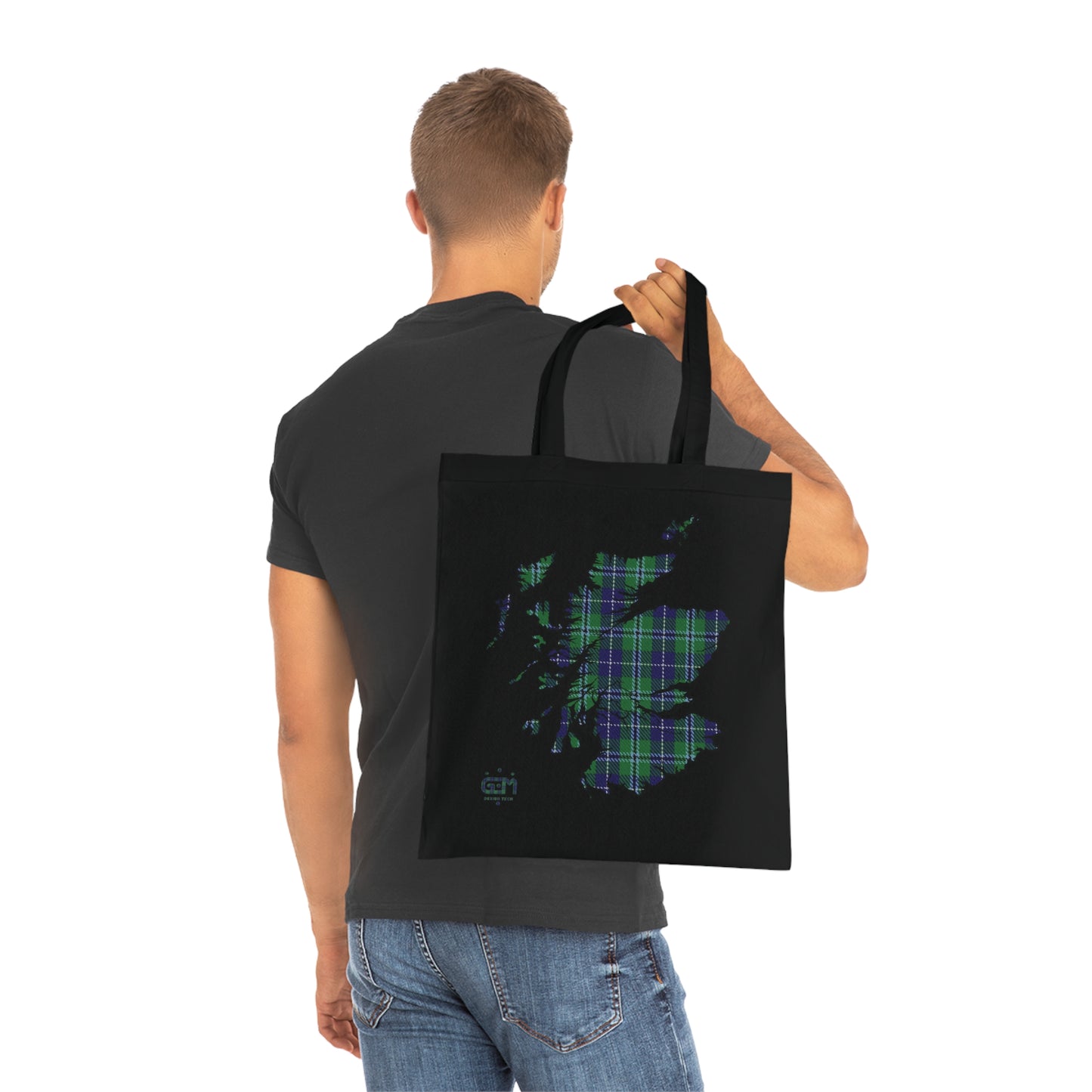 Reversible Scotland Tartan Map Cotton Tote Bag - Douglas Tartan