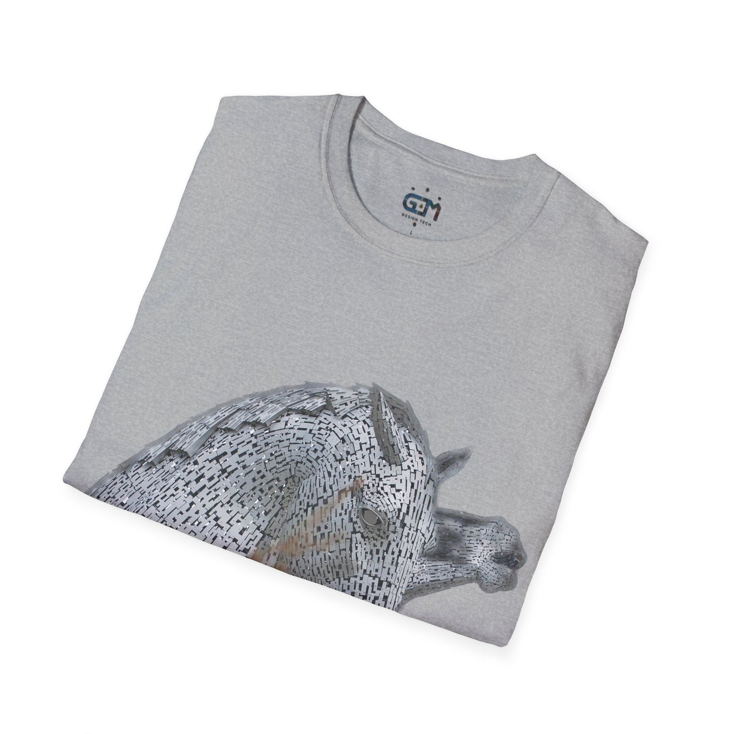 Kelpies with Meadow No Sky Photo Softstyle T-Shirt, Unisex Tee, Scottish Landmarks, Various Colours