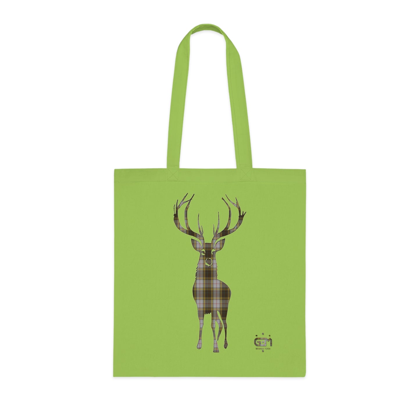 Reversible Scotland Tartan Stag Cotton Tote Bag - Buchanan Tartan